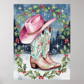 Poster Coquette Christmas Wall Art, Western Xmas Impressã
