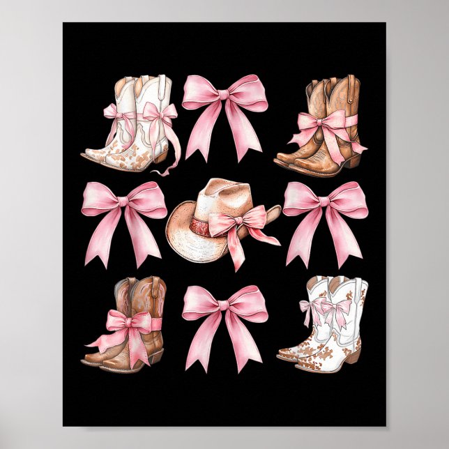 Poster Coquette Cowgirl Boots com Arcos Rosa Y2 (Frente)