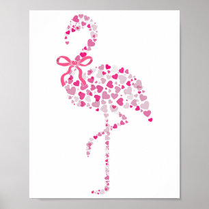 Poster Coquette Flamingo Heart Pink Dia de os namorados W