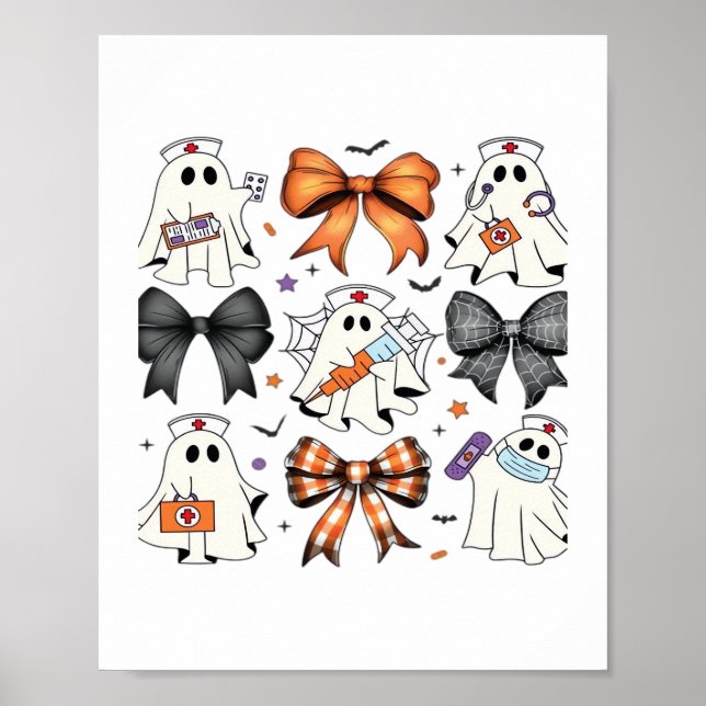 Poster Coquette Halloween Ghost Nurse Classic T-Shirt (Frente)