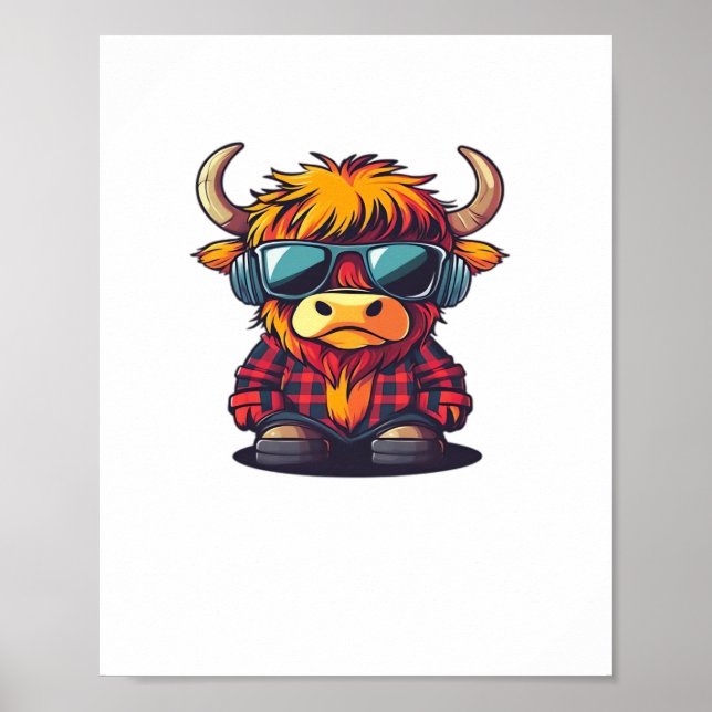 Poster Coquette Highland Cow Bubblegum Tshirt Design, Hol (Frente)
