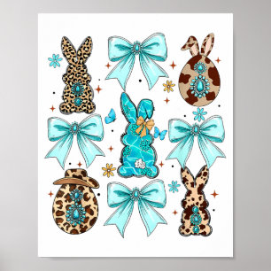 Poster Coquette Laço Coelho Ovos Feliz Páscoa Cowboy