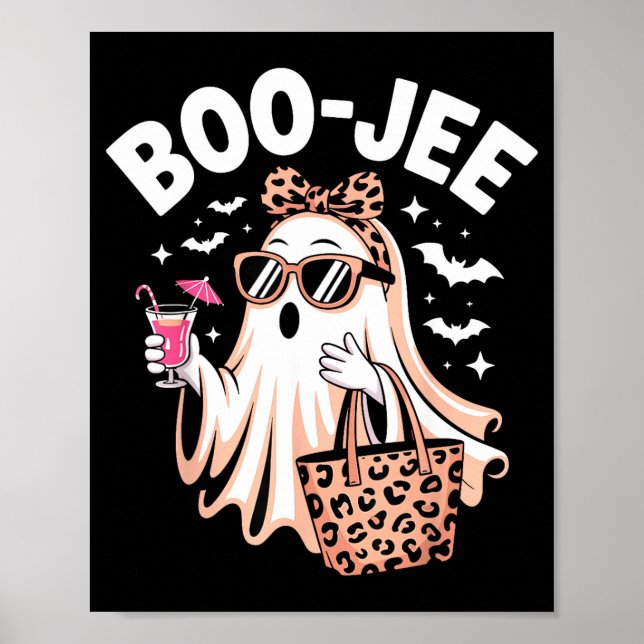 Poster Coquette leopardo fantasma café boo-jee halloween  (Frente)