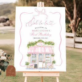 Poster Coquette Parisian cafe French Pink Welcome Sign