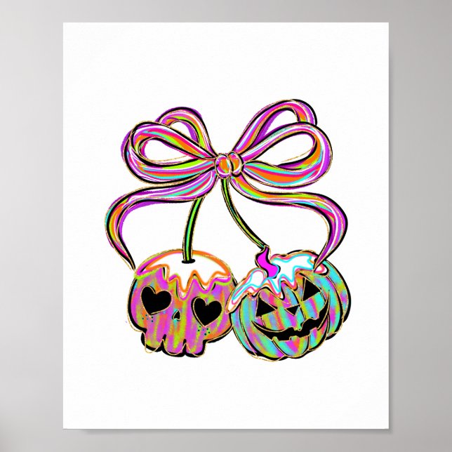 Poster Coquette Pumpkin Cherries Halloween (Frente)