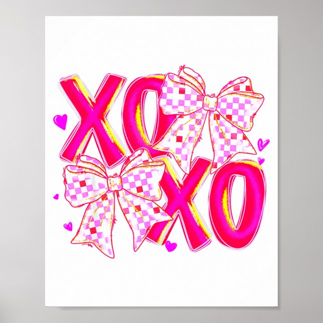 Poster Coquette Valentine Xoxo Funny Valentine Bow Hearts (Frente)