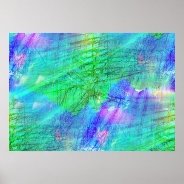 Póster cor azul de fundo de arte uniforme, verde (Frente)