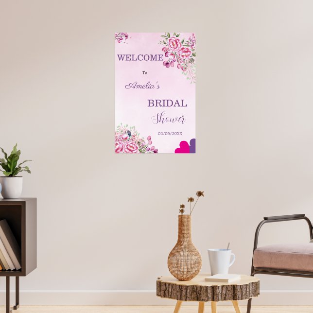 Poster Cor Branca e Magenta Clássico Bem-Vindo Nupcial  (Sala de Estar 3)