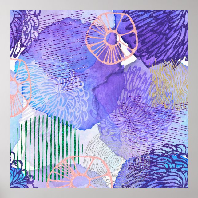 Poster cor d água de fundo abstrato (Frente)