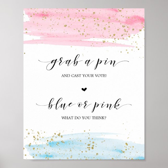 Poster Cor da Água Azul ou Rosa Sexo Segure Um Pino (Frente)