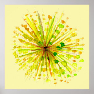 Poster Cor da água branca de flor silvestre amarela