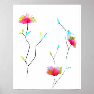 Poster Cor da água das flores de Abstrato floral moderna