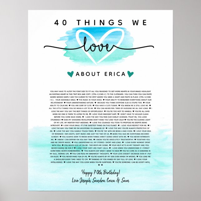 Poster cor d'água azul e lacrimejante 40 razões pelas qua (Frente)