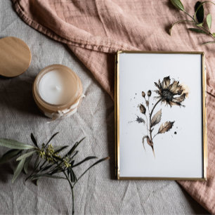 Poster Cor d'água da flor seca Preta