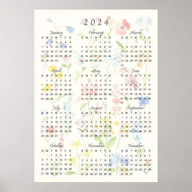 Poster cor d'água do calender foral 2024 (Frente)
