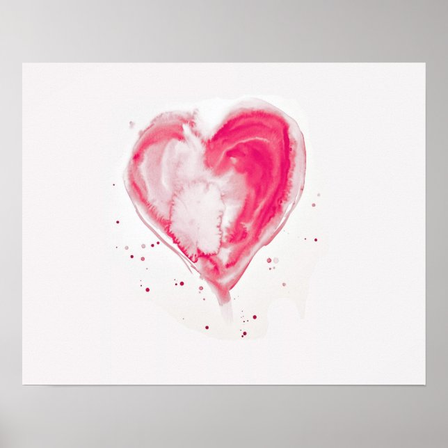 Póster Cor d'água do Coração Rosa (Frente)