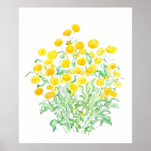 Poster cor d'água dos cachos floristas amarelos pequenos (Frente)