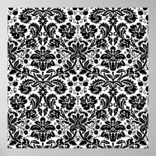 Poster Cor damasco à moda preto e branco