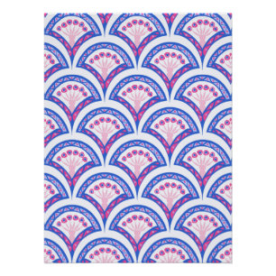 Póster cor damasco floral azul
