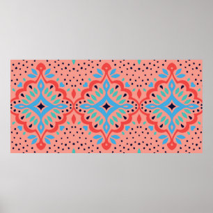 Poster Cor damasco Oriental Vintage. Bateria de Talavera.