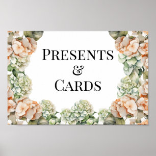 Poster Cor de água floral branca esverdeada de cor de lar