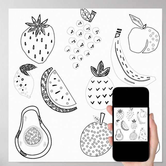 Poster Cor de Berçário Esboço de Frutas (Criador carregado)