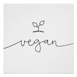 Póster Cor de Fundo Personalizada Mínima do Vegan