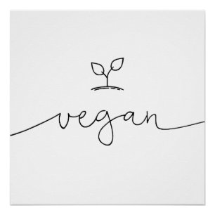 Póster Cor de Fundo Personalizada Mínima do Vegan
