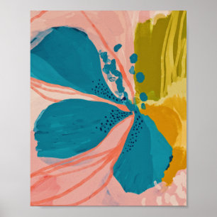 Poster Cor-de-rosa Abstrato floral moderno cor-de-rosa
