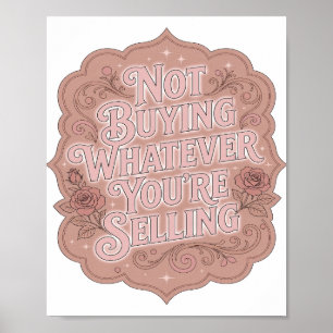 Poster Cor-de-rosa Cativante NÃO ESTOU COMPRANDO O QUE VO