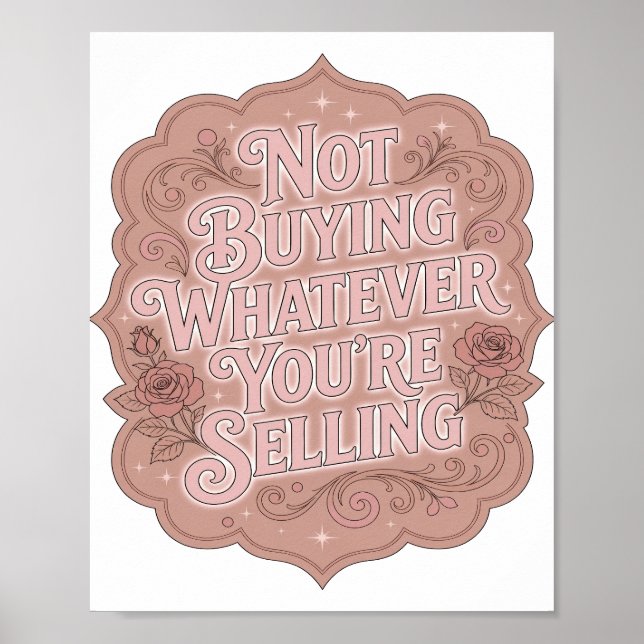 Poster Cor-de-rosa Cativante NÃO ESTOU COMPRANDO O QUE VO (Frente)