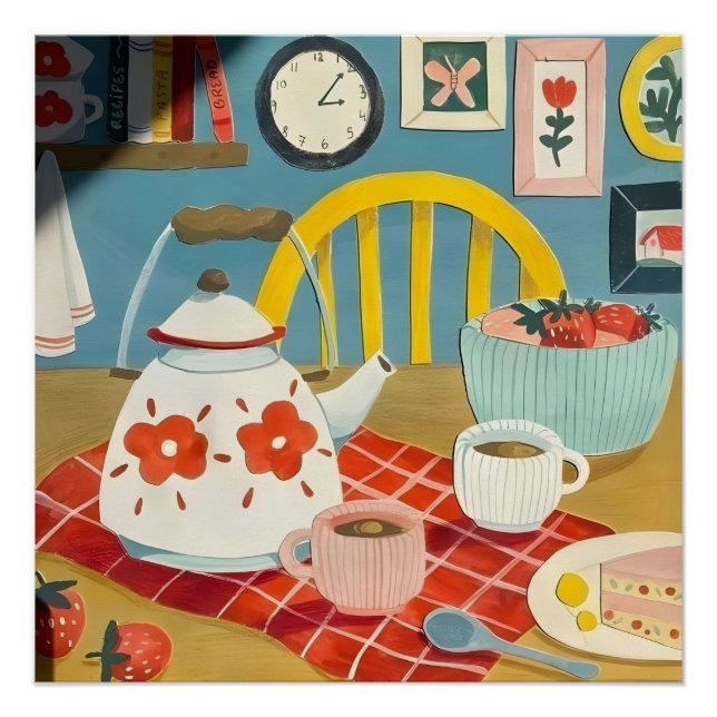 Póster Cor-de-rosa, colagem, coquete, pré-disquete, moda, (Frente)