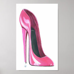 Poster cor-de-rosa da arte dos calçados do