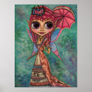 Poster cor-de-rosa da fada do Victorian