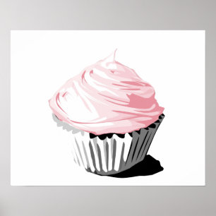 Poster cor-de-rosa do cupcake