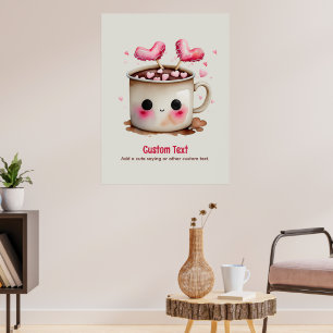Poster Cor de rosa e creme Aquarela Cacau Quente