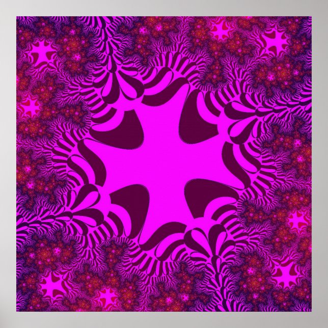 Poster Cor-de-rosa e fração roxa (Frente)