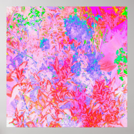 Poster Cor-de-rosa e vermelho com paisagem de Hydrangea a