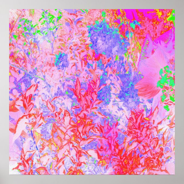 Poster Cor-de-rosa e vermelho com paisagem de Hydrangea a (Frente)