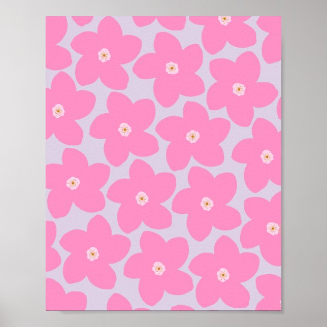 Poster Cor-De-Rosa Flor E Roxo (Frente)