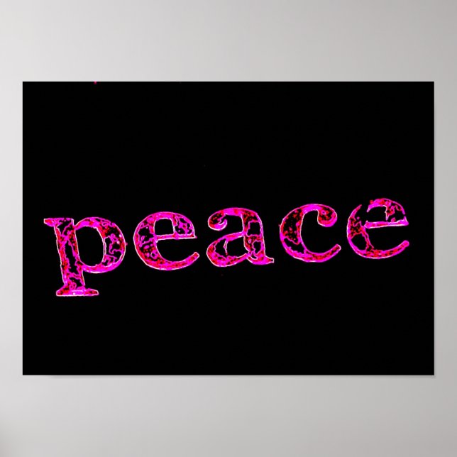 Poster cor-de-rosa, paz, preto (Frente)