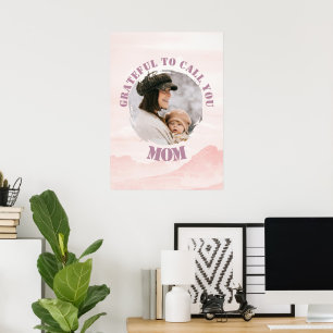 Poster cor-de-rosa personalizado para a mãe