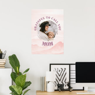 Poster cor-de-rosa personalizado para a mãe