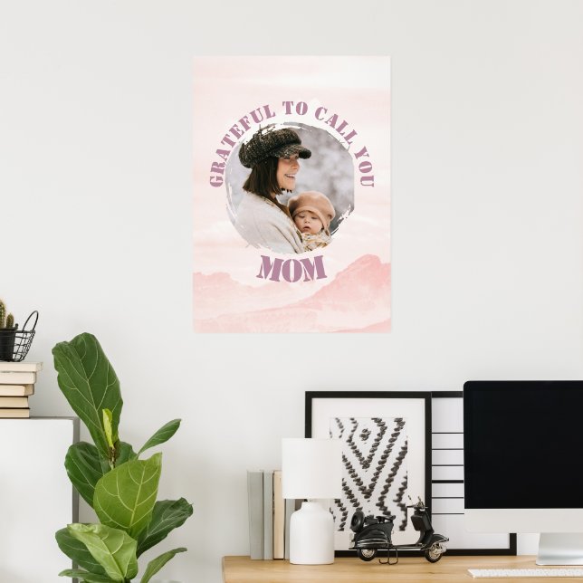 Poster cor-de-rosa personalizado para a mãe (Escritório em casa)