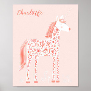Poster Cor-de-rosa-rosa magro Unicorn Personalizada