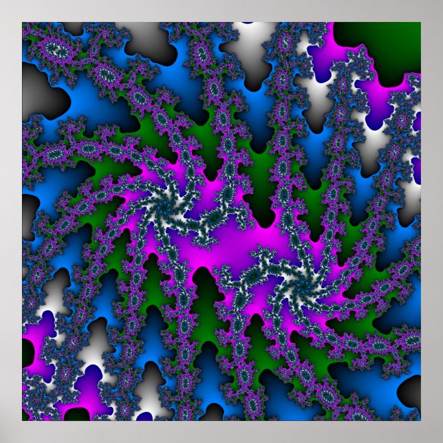 Póster Cor-de-rosa, verde e azul (Frente)