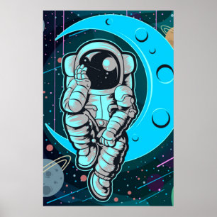 Poster cor do cheio astronauta