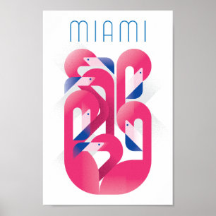 Poster Cor do flamingo de Miami