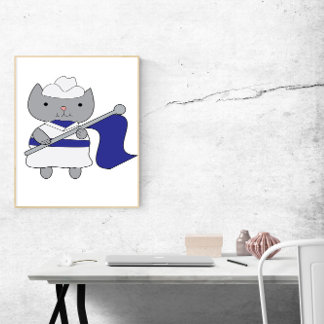 Poster Cor do Gato - Guarda Azul Branco