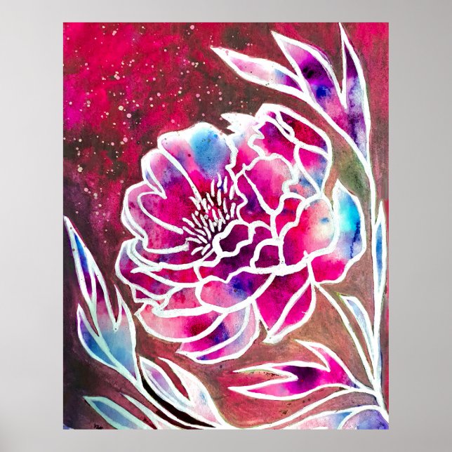 Poster Cor Floral Bonito, Rosa, Dahlia Girly (Frente)